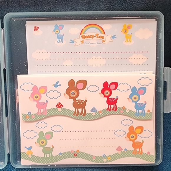 Rare Vintage Sanrio Deery-Lou Stationary set with cute box - Picture 2 of 3